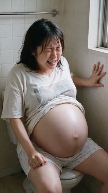 大きなお腹で感じちゃう可愛すぎる若妻…静かに抜ける一本。