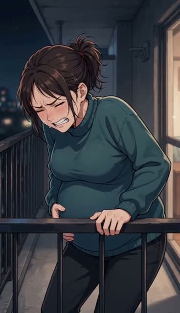 夜のベランダで手すりを握りしめる